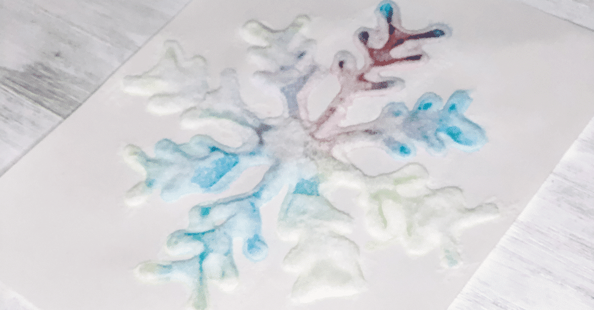 snowflake salt painting for kids featured image