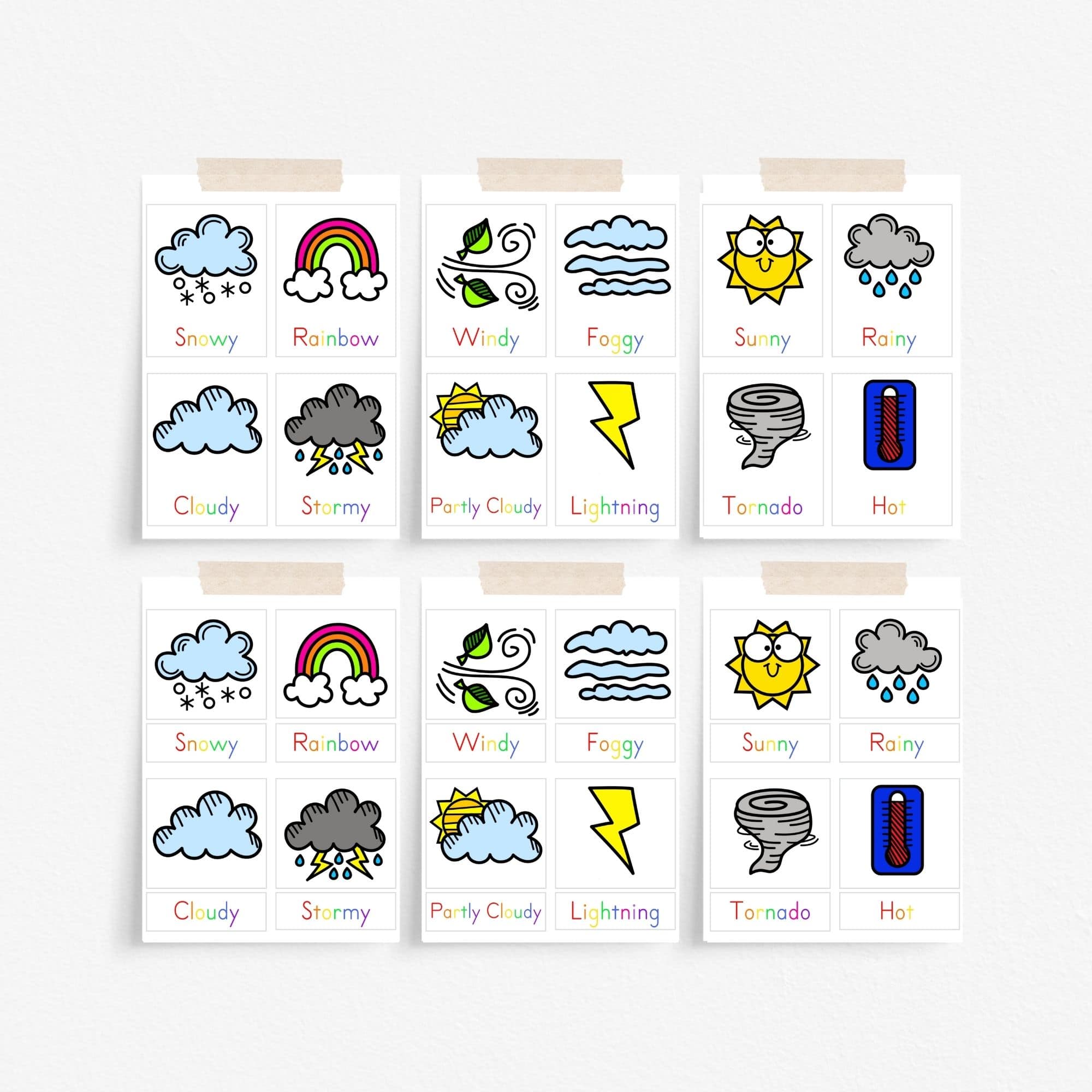weather Montessori 3 part cards printable
